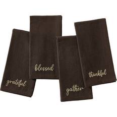 Brown Cloth Napkins Elrene Home Fashions Harvest Sentiment Embroidered Napkins Set of 4 Servilleta de Tela Marrón