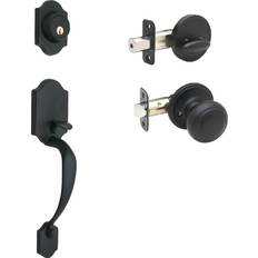 HZ2610XCK-BC Soft Contemporary Front Door Handle Set with Colonial Knob Trim Black