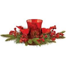 Glass LED Candles Collections Etc Winter Cardinal Hurricane Centerpiece