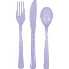 Kertakäyttöaterimet Unique Party 39486 39486-Lavender Plastic Cutlery Set for 6 Guests 18 Pieces Lavender, Pack of 18