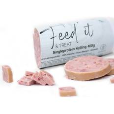 Feed'it & treat singleprotein and Feed'it & Treat Singleprotein Kylling 400g Pølse