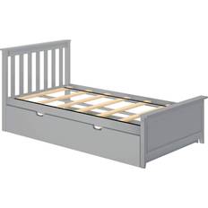 Gray Extendable Beds Max & Lily Kid's Twin Size Bed with Trundle 42.5x81.5"