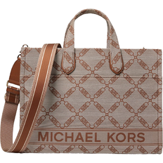 Michael Kors Gigi Large Empire Logo Jacquard Tote Bag - Natural/Luggage