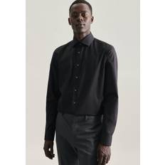 Underwire Tops Seidensticker Men's Slim Fit Langarm Popeline Shirt - Black