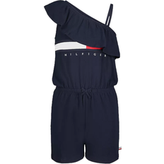 Tommy Hilfiger Girl's One-Shoulder Flag Stripe Logo Romper - Navy Blazer