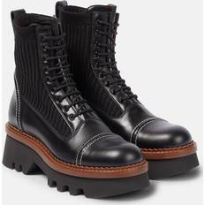 Viskose Støvler Chloé Owena leather lace-up boots black