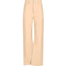 Birger Christensen Womens Incense Beige Straight-leg Mid-rise Leather Trousers