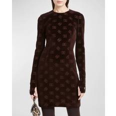 Dolce & Gabbana Brown Dresses Dolce & Gabbana DG velvet minidress brown