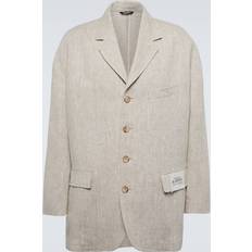 Dolce & Gabbana Single-breasted linen blazer beige