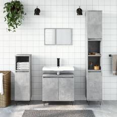 vidaXL Badmöbel-Set Betongrau 3-tlg Holzwerkstoff