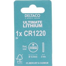 Cr1220 Deltaco Ultimate Lithium, 3V, CR1220 button cell, 1-pk ULT-CR1220-1P