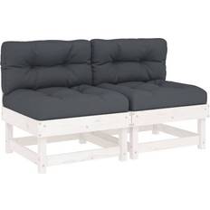 Puuta Modulaarisohvat vidaXL Keskisohvat Tyynyillä 2 kpl Valkoinen