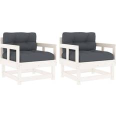 Legno sedie da giardino vidaXL Sedie da Giardino con Cuscini 2 pz Legno Massello di Pino Biancocod MXL 80318