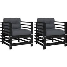Pine Garden Chairs vidaXL Garden Chairs Cushions 2 Garden Dining Chair