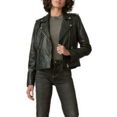 Leather - Women Outerwear Lucky Brand Classic Leather Moto Jacket - Washed Black