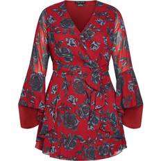 City Chic Ariarne Dress Plus Size - Red Rose