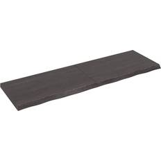 Gris Estanterías de Pared vidaXL Marrón Oscuro 200x60x(2-6) cm Roble Macizo Tratado Estantería de Pared