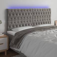 Cabeceros vidaXL Con Luces LED Terciopelo Gris Claro 180x7x118/128 cm Cabecero