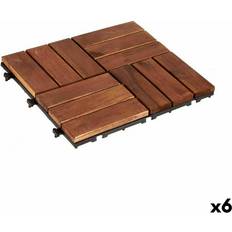 Flooring Ibergarden Interlocking Brown Polyethylene Acacia Floor Tiles 30 x 2.8 x 30 cm