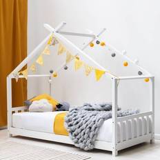 CrazyPriceBeds Kids Canopy White Wooden House Frame Single 3ft White