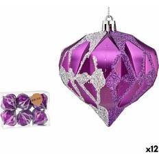 Wood Christmas Tree Ornaments Diamond Purple Silver Plastic Balls Set of 12 Christmas Tree Ornament