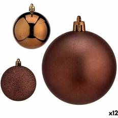 Wood Christmas Tree Ornaments Set of 12 Brown Plastic Balls 7 x 8 x 7 cm Christmas Tree Ornament