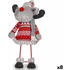 Rojo Figuritas Figura Decorativa Reno De Navidad Rojo Gris 13 x 33.5 x 20 cm (8 Unidades) Figurita