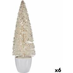 Blanco Decoraciones Figura Decorativa Érbol de Navidad Blanco Plástico 10 x 33 x 10 cm (6 Unidades) Decoración