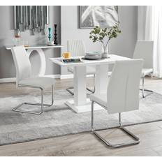 White gloss dining table Furniturebox Imperia 4 Modern Gloss Dining Set