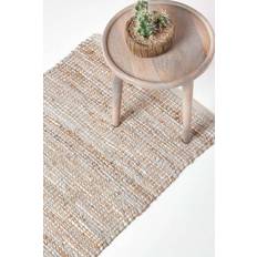 Carpets & Rugs Homescapes Madras Leather Hemp Hall Runner Brown