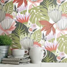 Wallpapers RoomMates Retro Tropical Leaves P&S Wallpaper, Multicolor