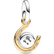 Pandora Transparent Charms & Pendants Pandora Pendants & Charms Two-tone Spinning Disc Horseshoe Dangle Charm gold Pendants & Charms for ladies