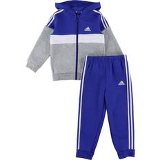 Multifärgade Tracksuits Barnkläder adidas Infant Tiberio 3-Stripes Colorblock Fleece Tracksuit - Semi Lucid Blue/White/Medium Grey Heather ( IJ6323)