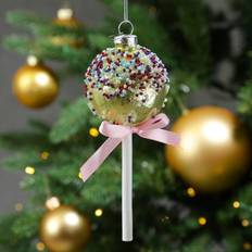 Goud Kerstboomversieringen Weihnachtsbaumschmuck Lolli mit Perlen verziert Glas