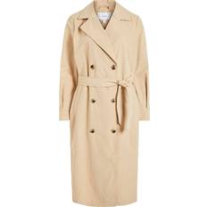 Vila Trench Coat Ceinture À La Taille Col Italien Gris Esme