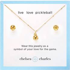 Men Jewelry Sets Chelsea Charles Pickleball Charm Necklace and Earrings Gift Set, Men's, Gold