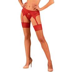 Beige Alusvaatteet & Asut Obsessive Garter Stockings with Red Lace