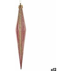 Pink Julepynt Sæt Strakt Pink og Guld PVC 3 x 3 x 18,5 cm Julepynt 3stk