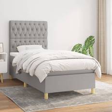 vidaXL Boxspringbett mit Matratze 90x200 cm Hellgrau Bettrahmen