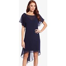 Adrianna Papell Chiffon Overlay Draped Dress, Navy