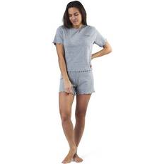 Pijamas Sara Rib Pyjama Set Grey, Female, Tøj, basislag, Grå