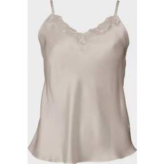 L Under Dresses Lady Avenue Pure Silk Camisole With Lace Parelwit - Zijde