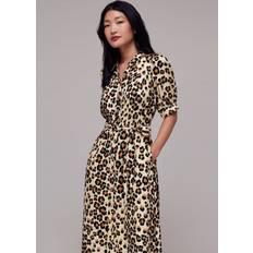 Buttons Dresses Whistles Women's Painted Leopard Midi Dress Leopard Print