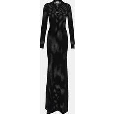 Off-White Long Dresses Off-White High-neck mesh maxi dress black