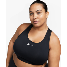 Nike Swoosh Support Sport-BH mit Polster für Damen Schwarz