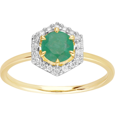 Donna - Oro Anelli Gemondo Halo Engagement Ring - Gold/Emerald/Diamonds