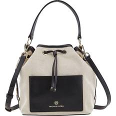 Michael Kors Black Bucket Bags Michael Kors Natural/Black Ladies Maeve Medium Canvas Bucket Bag