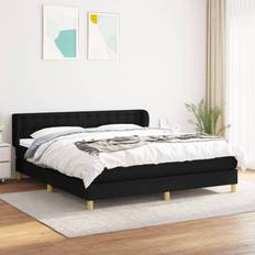 180cm - 200cm Letti Continentali vidaXL Giroletto A Molle Con Materasso Nero 180x200 cm In Tessuto Letto Continentale