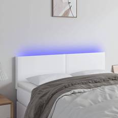 Lits et Matelas vidaXL À LED Blanc 144x5x78/88 cm Similicuir Tête de lit