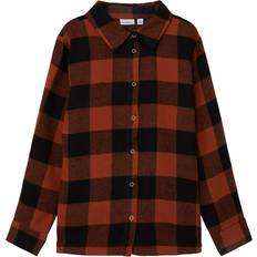 S Camisas Name It Kid's Checked Overshirt - Coconut Shell